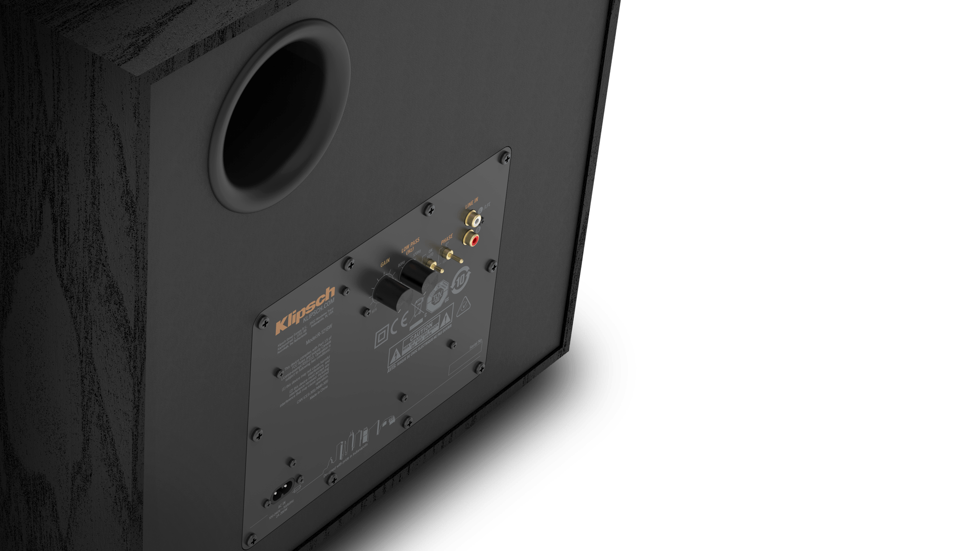 Reference Subwoofer R-101SW rear panel and port